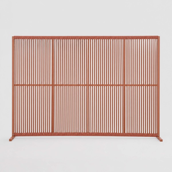 Separador de ambientes BRUNA LONG de aluminio y cuerdas color teja. Terrazza®