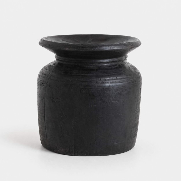 RAW MATERIALS® Vasija de madera del Nepal color negro...