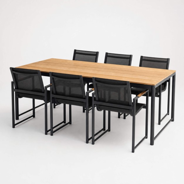 Hartman ® FONTAINE Conjunto mesa comedor de jardín color negro / teca