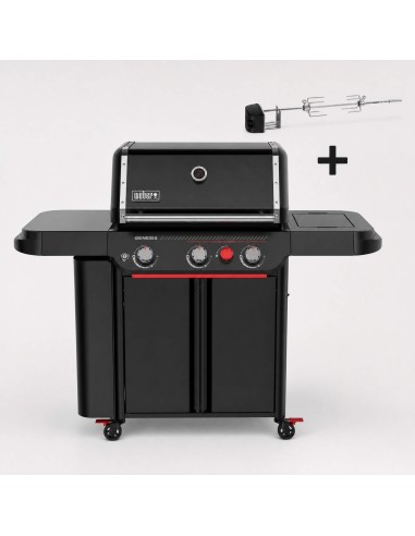 Barbacoa de gas GENESIS E-330WR STEALTH + rustidor Weber® vista frontal