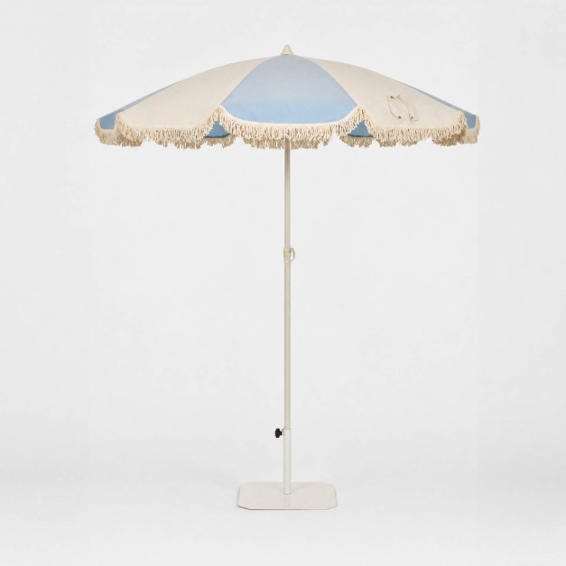 Parasol NEW TOSCANA Ø200 cm con flecos color azul estilo...