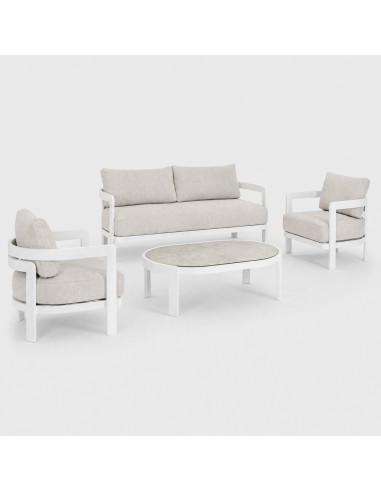 Conjunto de jardín Lounge LUMINA para exterior aluminio color blanco Terrazza Collection® vista lateral
