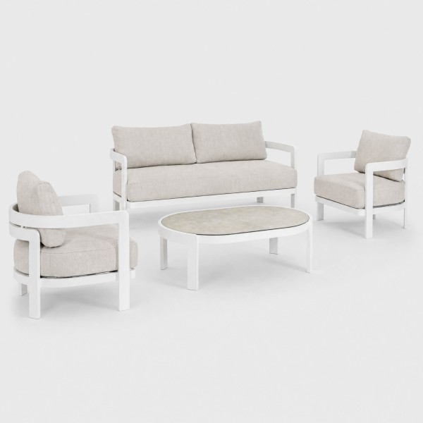 Conjunto de jardín Lounge LUMINA para exterior aluminio color blanco Terrazza Collection® vista lateral