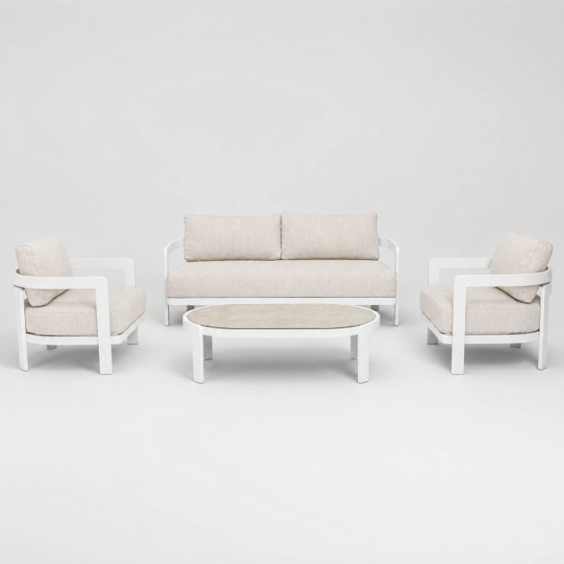 Conjunto de jardín Lounge LUMINA para exterior aluminio color blanco Terrazza Collection® vista frontal