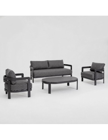 Conjunto de jardín Lounge LUMINA aluminio color antracita Terrazza Collection® vista lateral