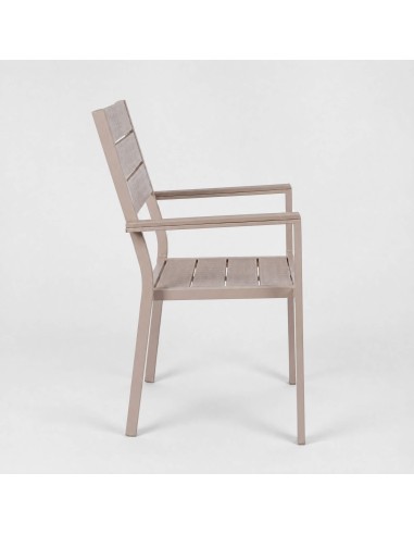 Silla de jardín ELARA para exterior efecto madera Terrazza Collection® vista lateral