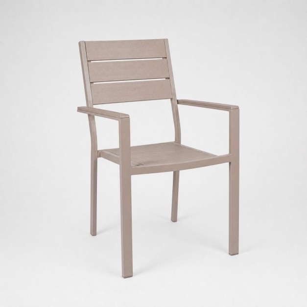 Silla de jardín ELARA para exterior efecto madera Terrazza Collection® vista frontal