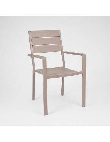 Silla de jardín ELARA para exterior efecto madera Terrazza Collection® vista frontal