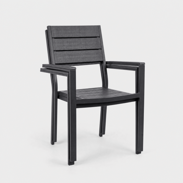 Silla de jardín ELARA para exterior color antracita Terrazza Collection® vista lateral 2