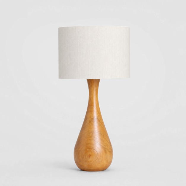 Lámpara de sobremesa ASPEN madera de teca / lino 52 cm. Raw Materials®