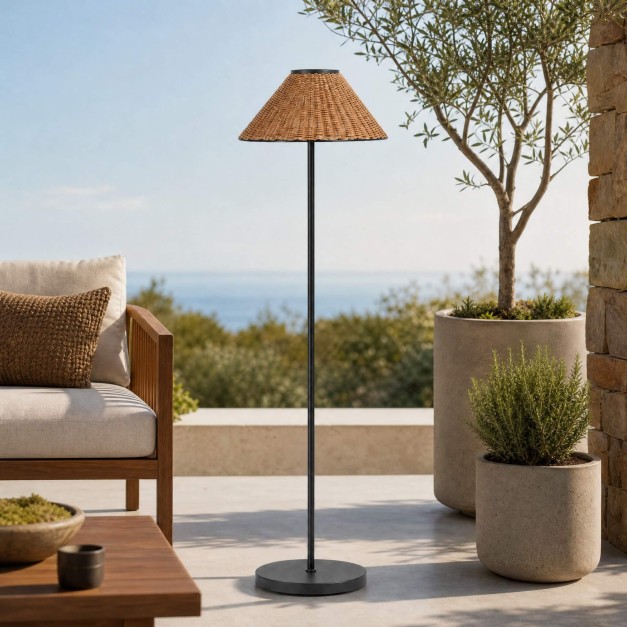 Lámpara de pie solar KALYAN- 40x160cm- Color marrón- Interior y exterior- Terrazza® foto