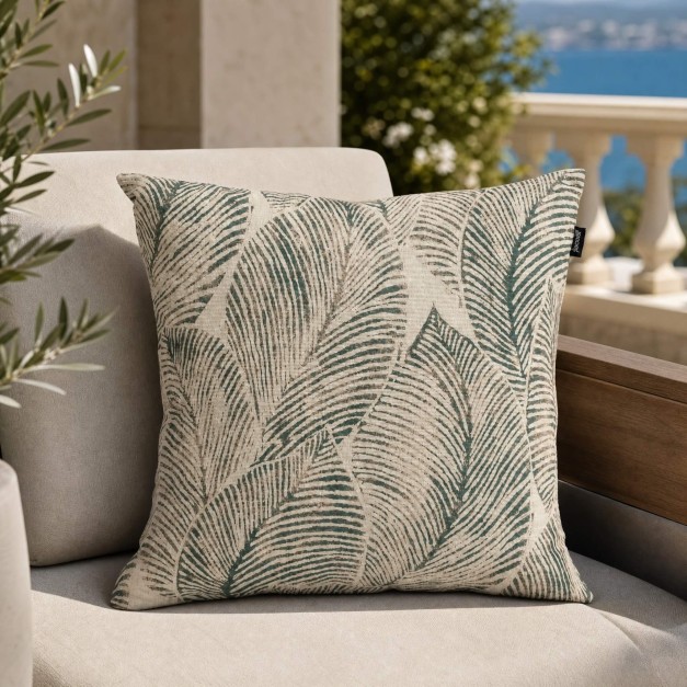 Cojín decorativo ROMEE Gris (50x50x16 cm)- Estampado vegetal multicolor- Hartman® foto