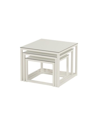Set de 3 mesas cuadradas BIARRITZ  color royal blanco Hartman®