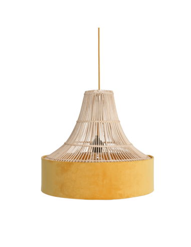 RAW MATERIALS® SUAVE Lámpara de techo CIRUS. Ratán / terciopelo amarillo 31 cm.