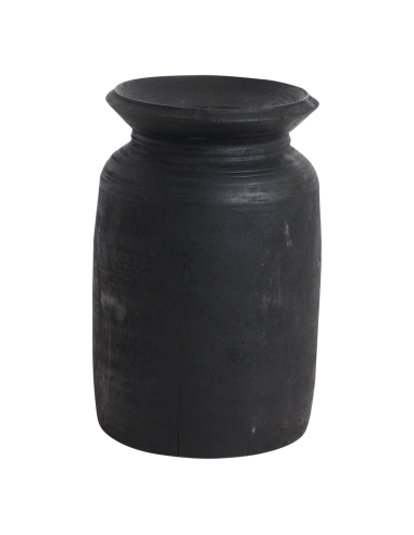 RAW MATERIALS® Vasija de madera del Nepal color negro (tamaño mediano). Pieza original.