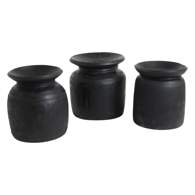 RAW MATERIALS® Vasija de madera del Nepal color negro (tamaño grande). Pieza original. 2