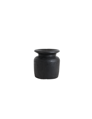 RAW MATERIALS® Vasija de madera del Nepal color negro (tamaño grande). Pieza original.