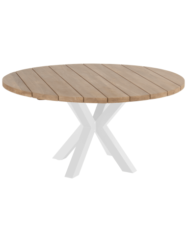 Hartman ® STEPHANIE Mesa de madera de teca Ø 150 cm. Color blanco / teca
